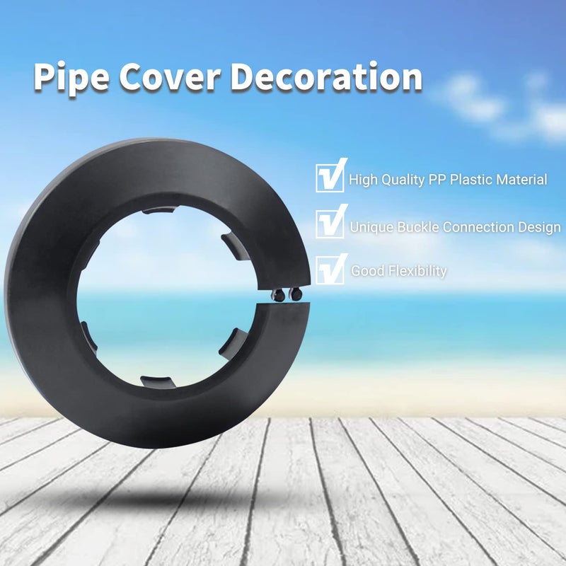 MroMax Fit 1.57"" Outer Diameter Flange Water Pipe Cover Decoration Black Plastic PP 40mm Escutcheon Pipe Collar for Wall Tube Decoration 4Pcs - Image 2